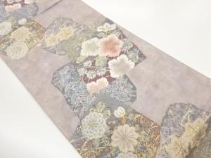 色紙に梅・菊・楓模様織出し袋帯